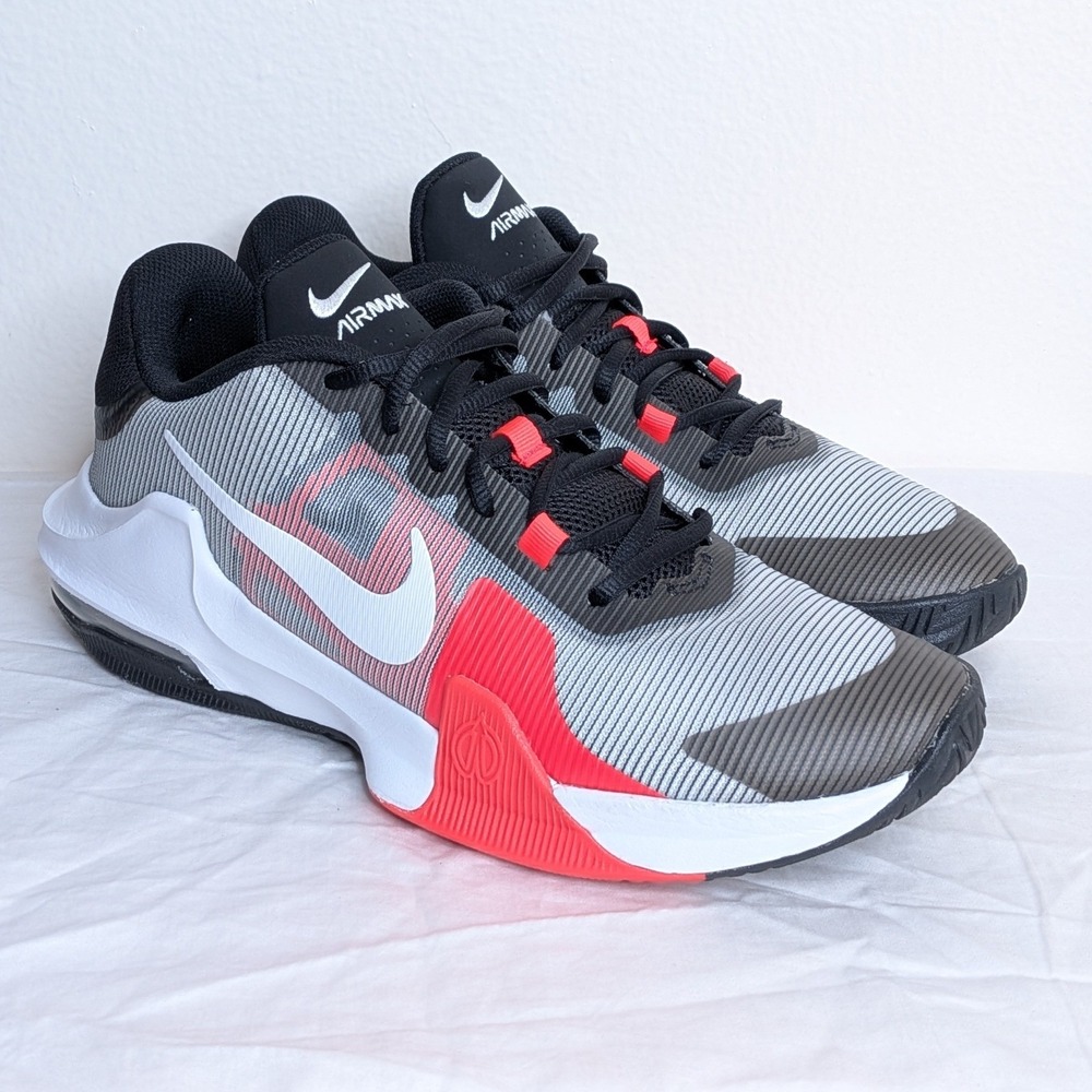 Nike Air Max Impact 4 Mens Basketball Shoes Grey Black Crimson DM1124-005 10